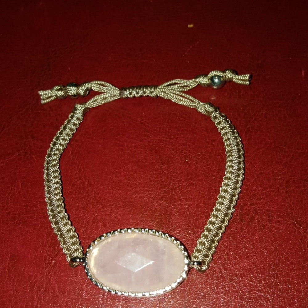 Natural rose quartz stone adjustable wrist jewel
